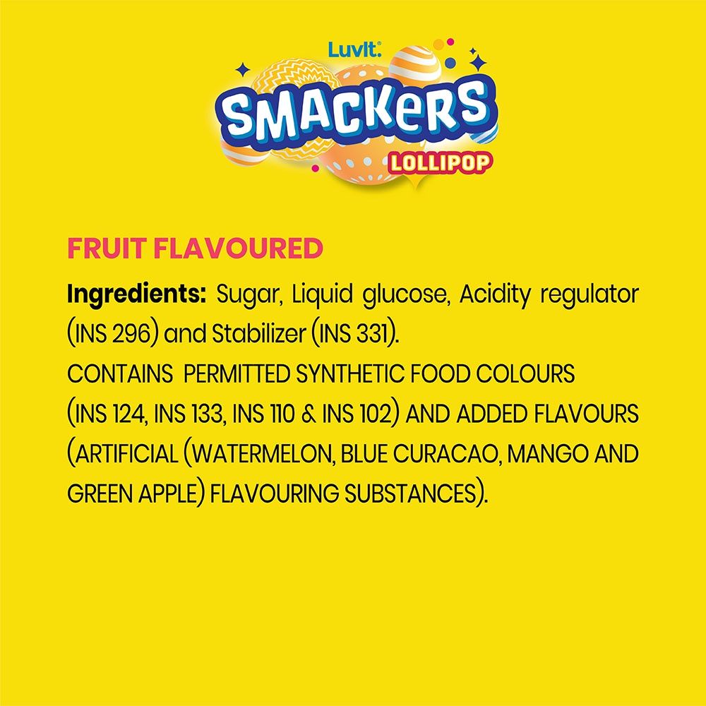 Luvit Smackers Fruit Assorted Lollipops