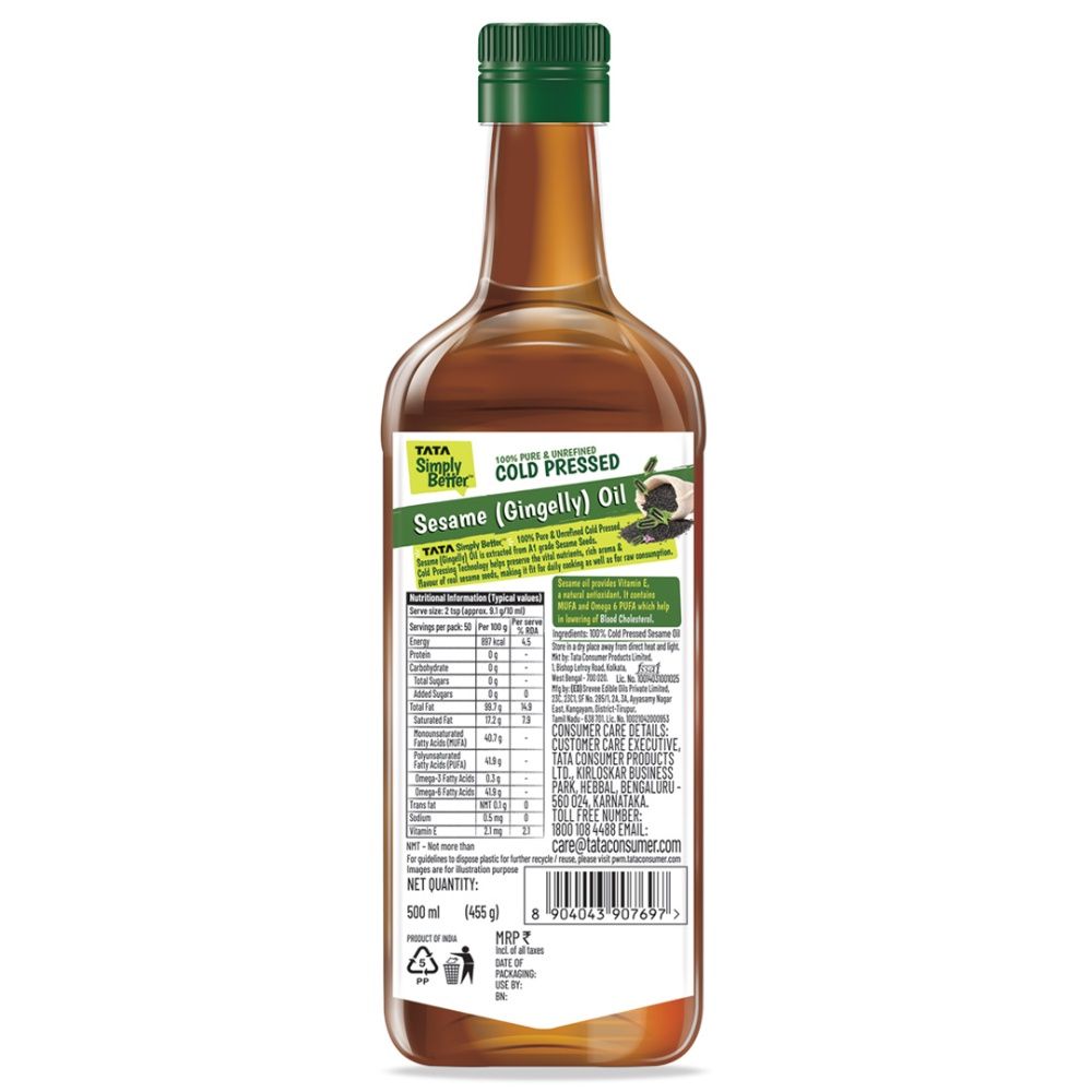 Tata Simply Better Pure And Unrefined Cold Pressed Sesame-Gingelly Oil