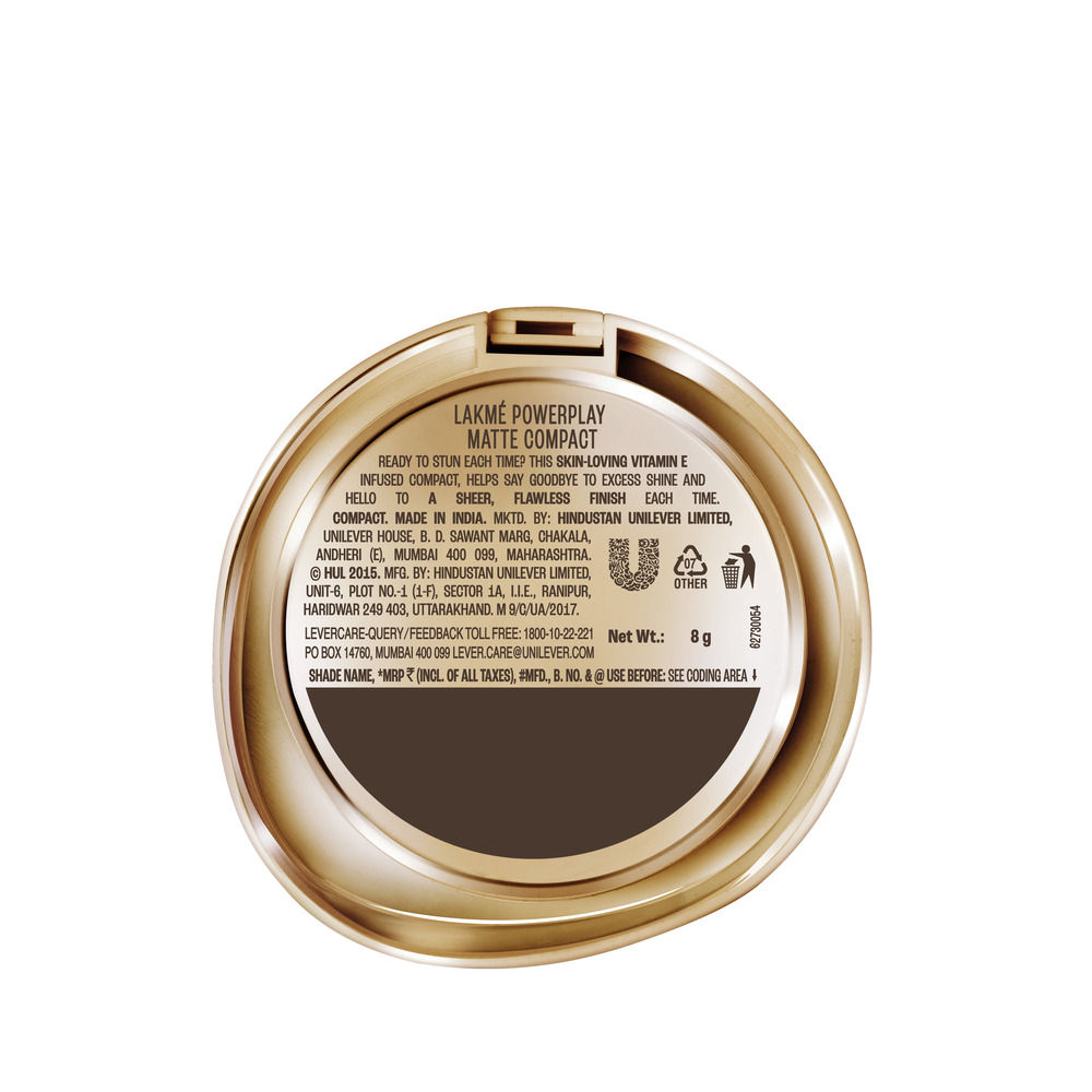 Lakme 9to5 Powerplay Matte Compact, Oil Control Formula, With Vitamin E, Melon