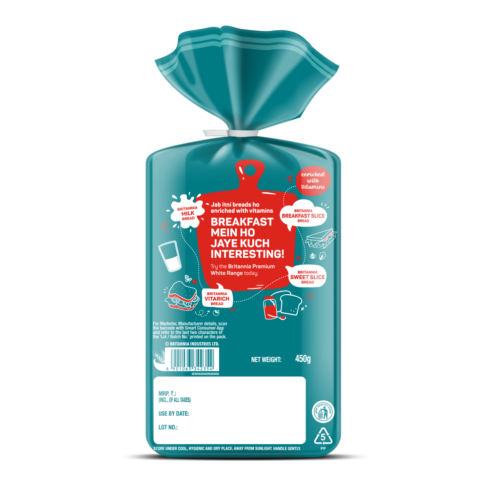 Britannia Breakfast Slice White Bread 450 g Combo