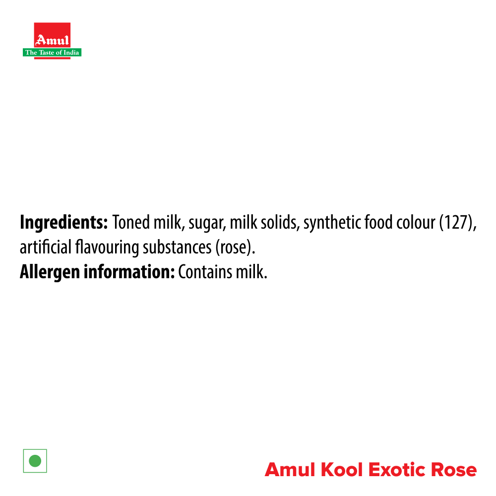 Amul Gold Kool Exotic Rose Flavoured Milk 180 ml Combo