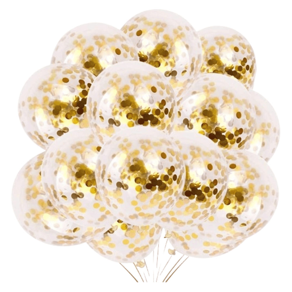 Let's Vybe Gold Confetti Balloons - Pack Of 10