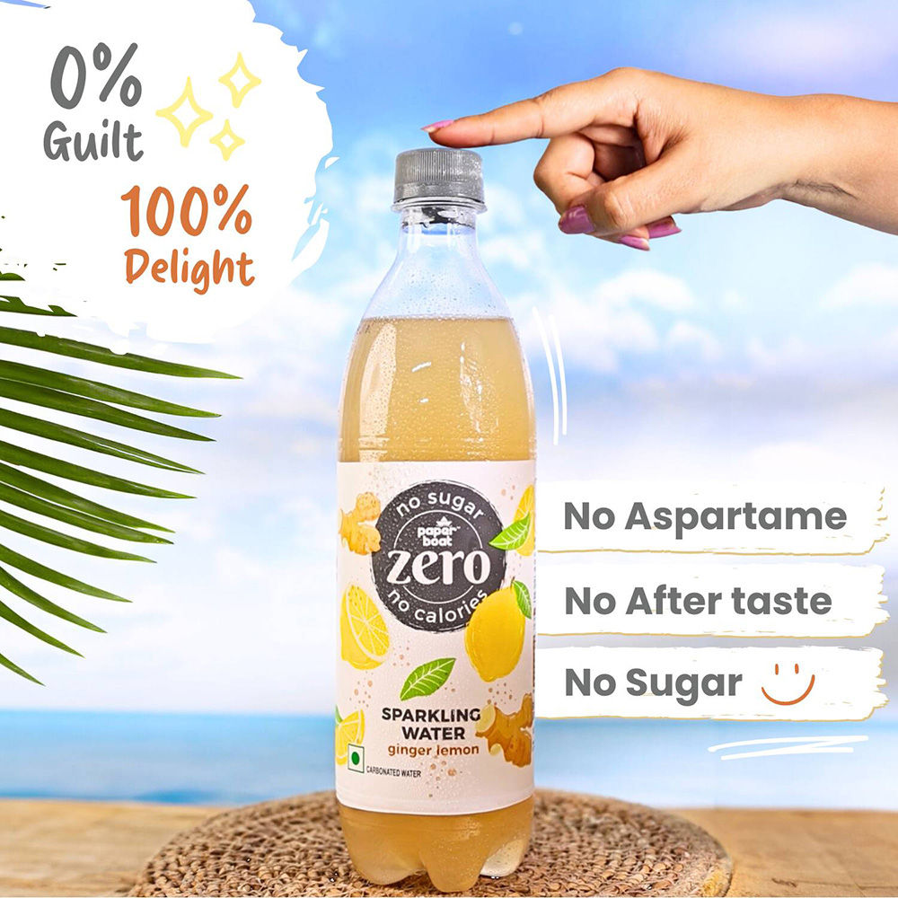 Paper Boat Zero Sugar Ginger Lemon Sparkling Water | Sugar Free Ginger Ale Drink 600 ml Combo