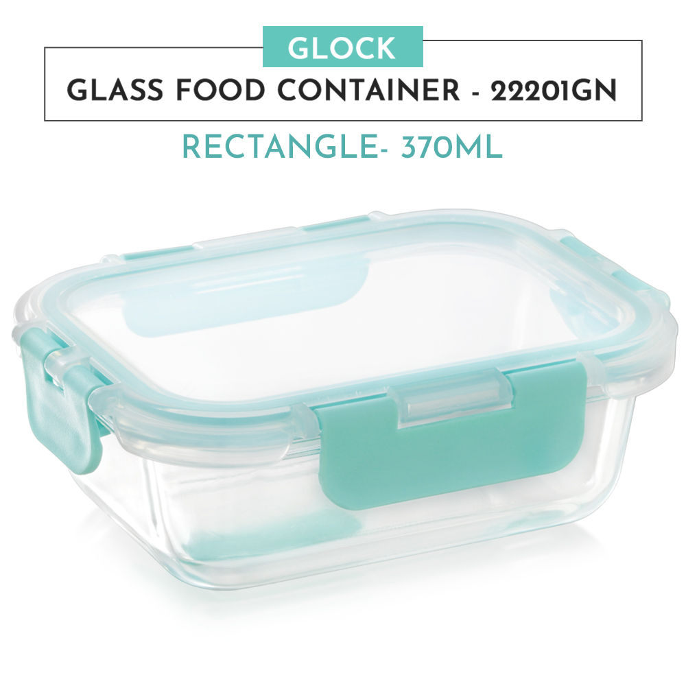 Magnus Glock 370 ml Rectangle Green Borosilicate Glass Container With Detachable Lock