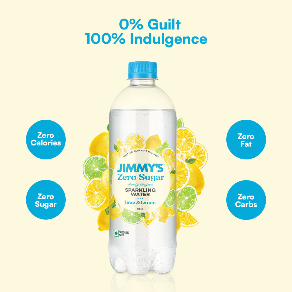 Jimmy's Zero Sugar Lime & Lemon Sparkling Water 600 ml X 2 Combo