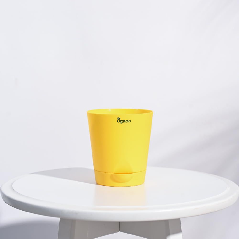 Ugaoo Krish Self Watering Pots For Plants - 4 Inch, Round, Set Of 5 Plant Container Set (Plastic)