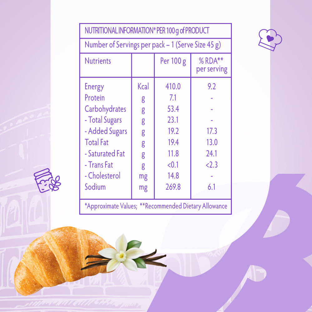 Bauli Moonfils Croissants Vanilla (Egg) 45g 45 g Combo