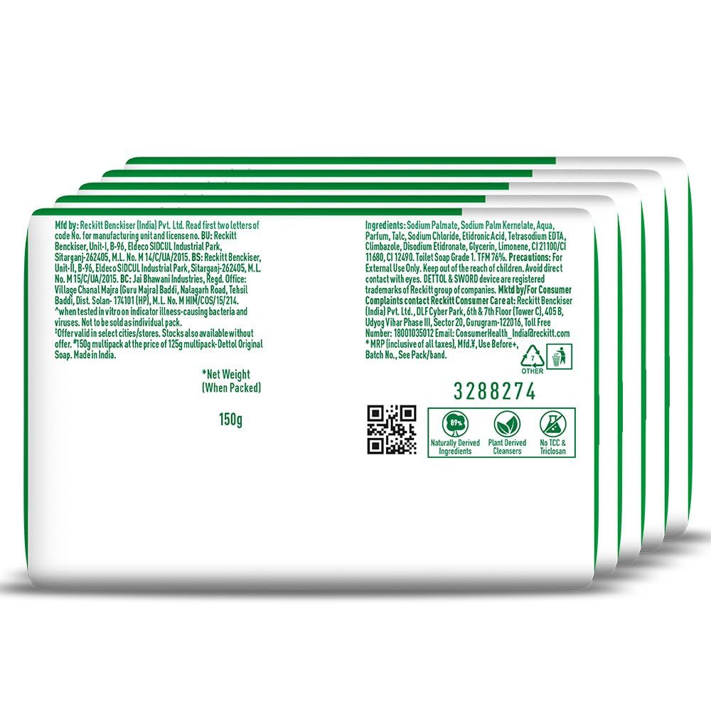 Dettol Original Bathing Soap Bar with 12hr Germ protection