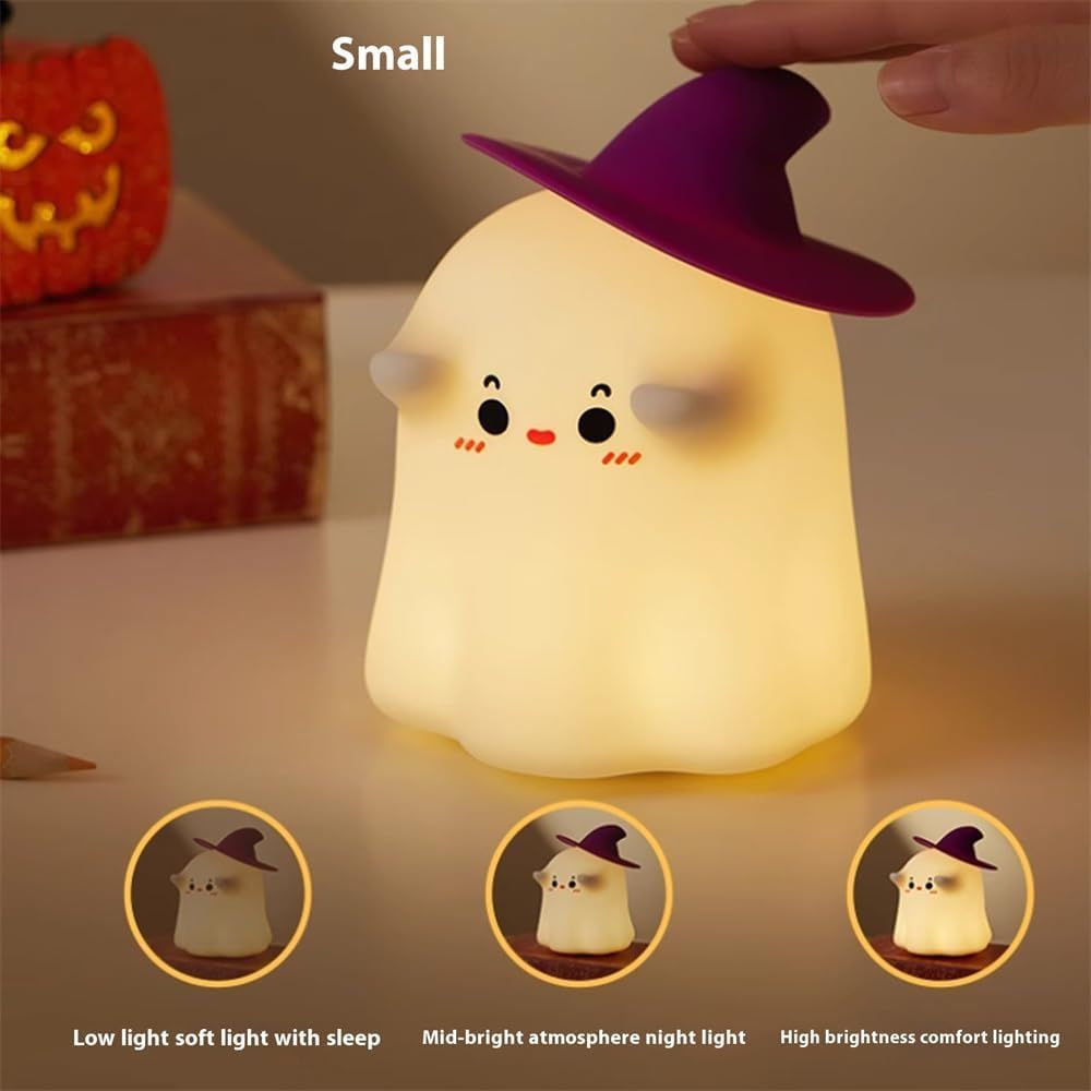 Toyshine Halloween Ghost Night Light Squishy Silicone 3 Level Dimmable Led Rechargeable Touch Lamp
