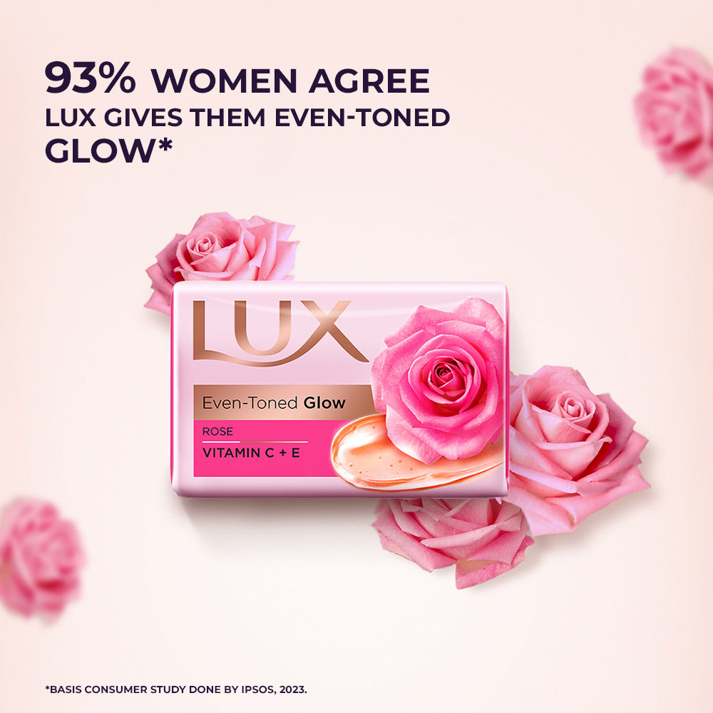 Lux Even-toned Glow Bathing Soap infused with Vitamin C & E For Superior Glow 450 g Combo
