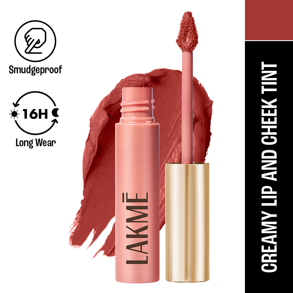 Lakme Double Duty Lip & Cheek Mousse Matte Lipstick & Soft Blush, Coca Soft