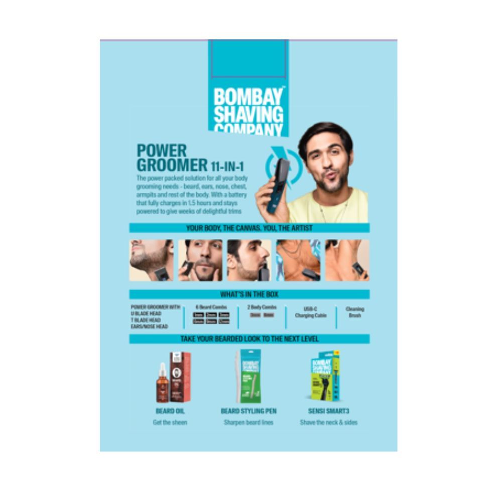 Bombay Shaving Company 11-in-1 Beard & Body Trimmer | Type-C charging | Power Groomer| Fast charging