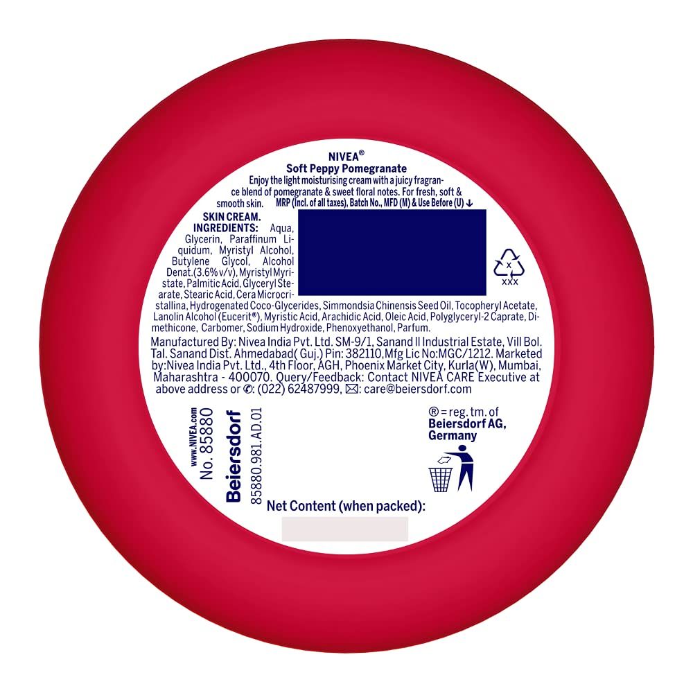Nivea Soft Light Moisturizer Peppy Pomegranate For Face, Hand & Body