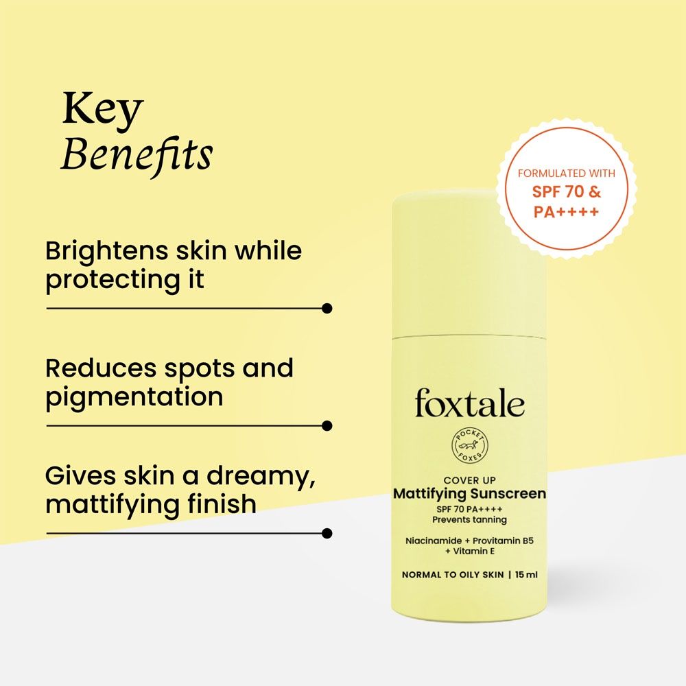 Foxtale Niacinamide Matte Sunscreen SPF 70+ PA++++ | No White Cast | Non Greasy |Men & Women