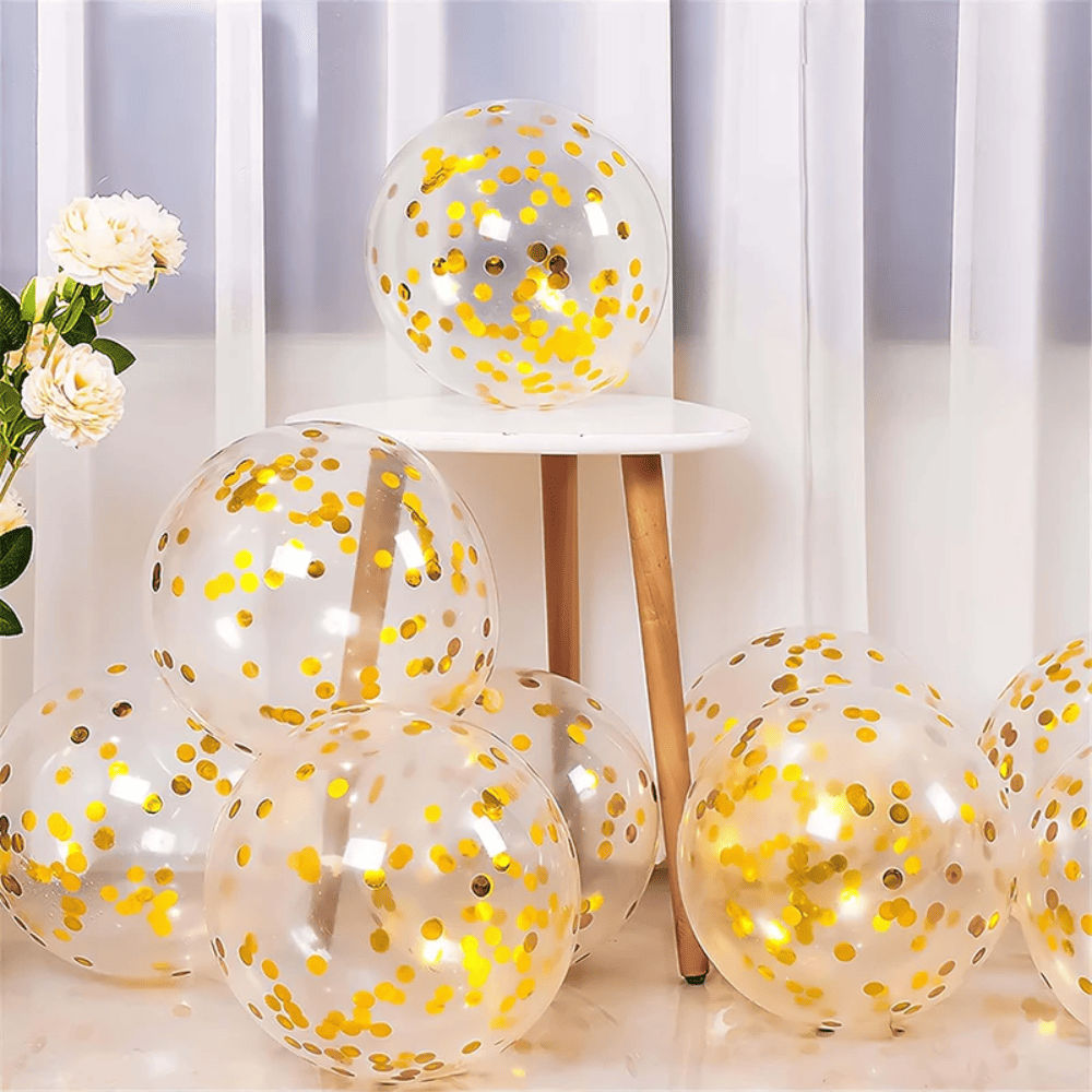 Let's Vybe Gold Confetti Balloons - Pack Of 10