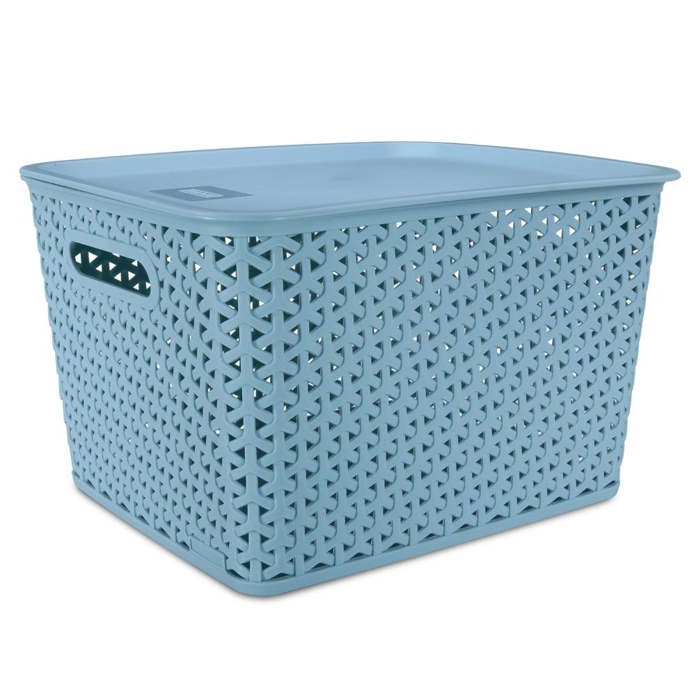 Kolorr Premium Elite Large Size Plastic Multipurpose Storage Baskets With Lids Pack Of 3-Mint Green