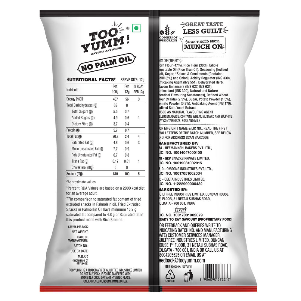 Too Yumm! Chili Chataka Veggie Stix | Munching Snack | On-the-Go Munchies