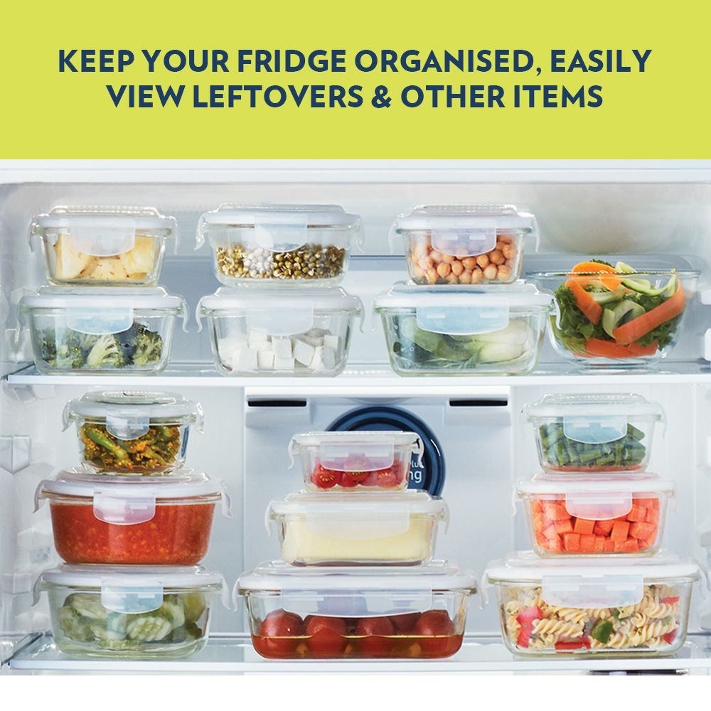 Borosil Klip N Store Storage Container With Airtight Lid (320 ml) | Borosilicate Glass