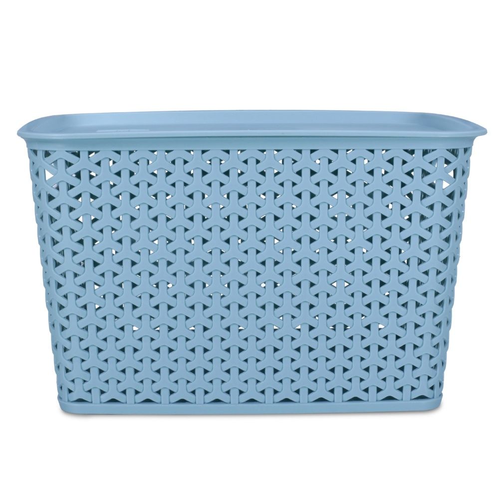 Kolorr Premium Elite Large Size Plastic Multipurpose Storage Baskets With Lids Pack Of 3-Mint Green
