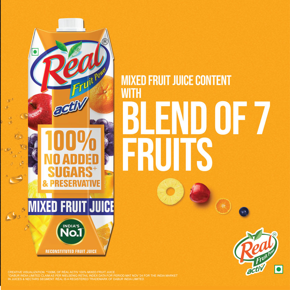 Dabur Real Activ 100% Mixed Fruit Juice | Tetrapack 1 l Combo