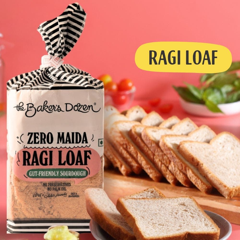 The Baker's Dozen Ragi Bread - Zero Maida No Palm Oil No preservative 100% Wholewheat 400 g Combo