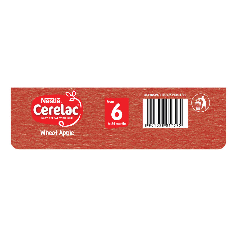 Nestle CERELAC Wheat Apple Baby Food Cereal (Source of Iron & Protein, 6 - 24 Months)