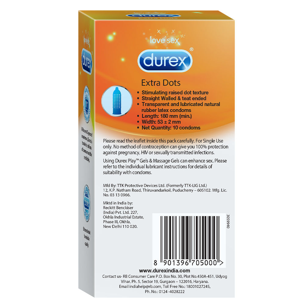 Durex Extra Dots Condom - Dotted Condoms