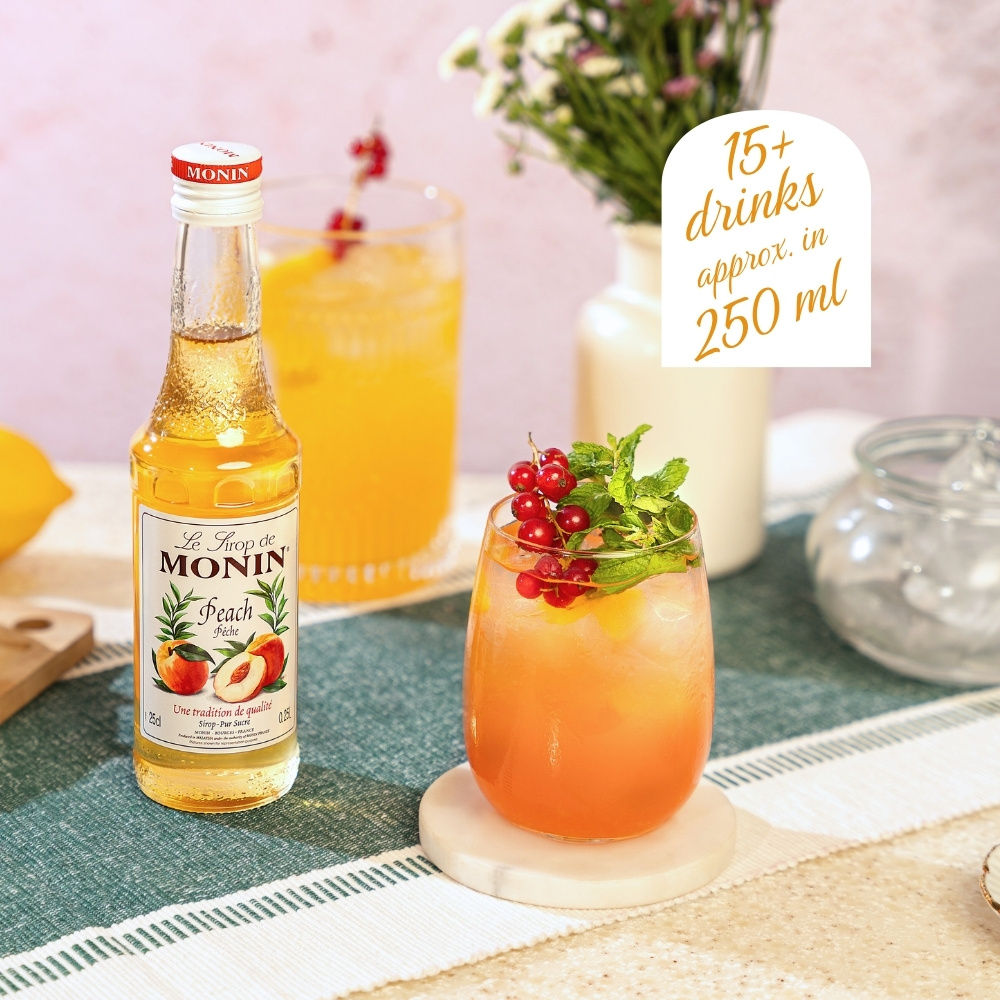 Monin Peach NAT Syrup for Cocktail |Mocktails |Mixers