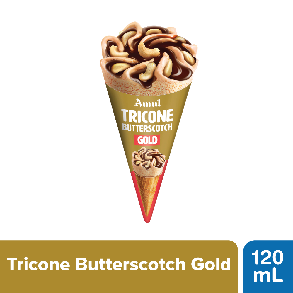 Amul Gold TriCone Butterscotch Ice Cream Cone 120 ml Combo