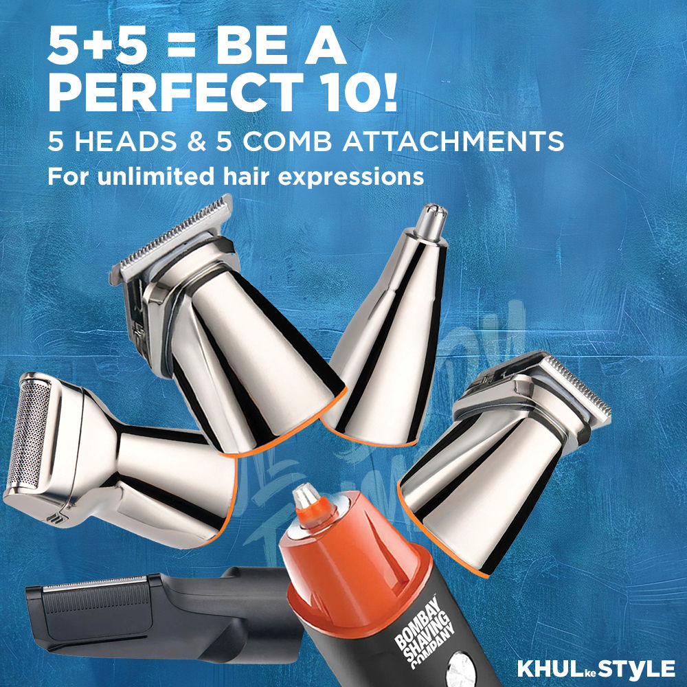 Bombay Shaving Company Full Body Trimmer | 5-in-1 Magnetic Attachments | LED screen | Multi Length Settings Combs