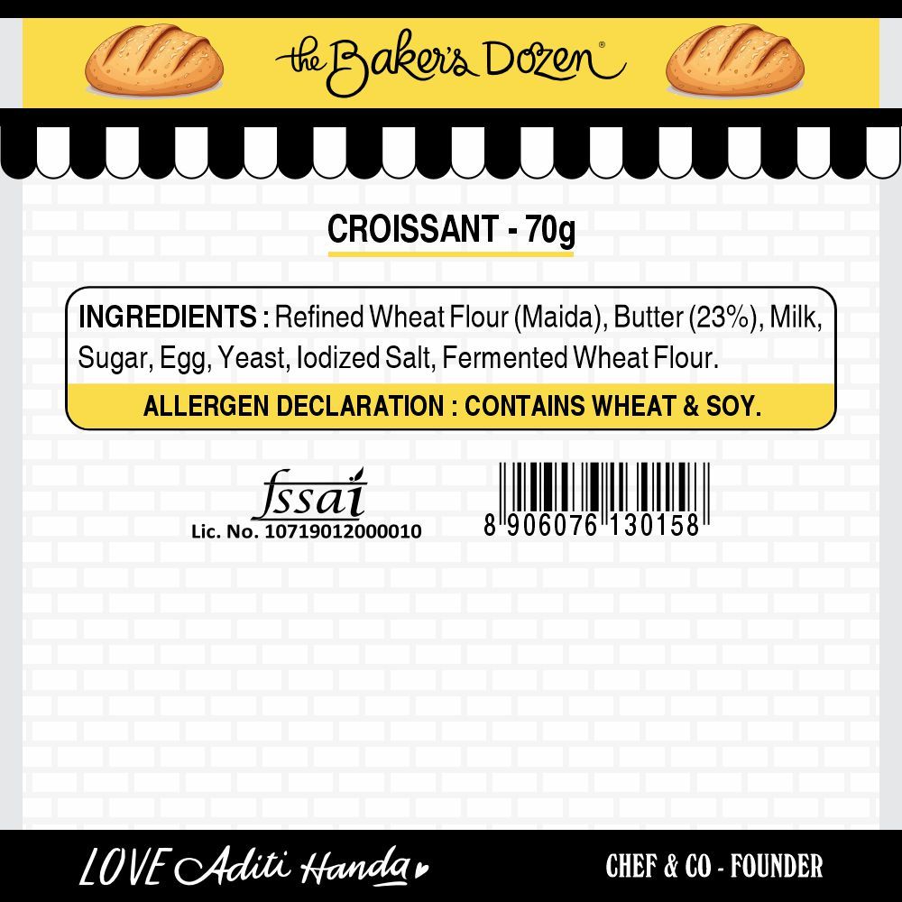 The Baker's Dozen 100% Real Butter Croissant with No Preservative 70 g Combo