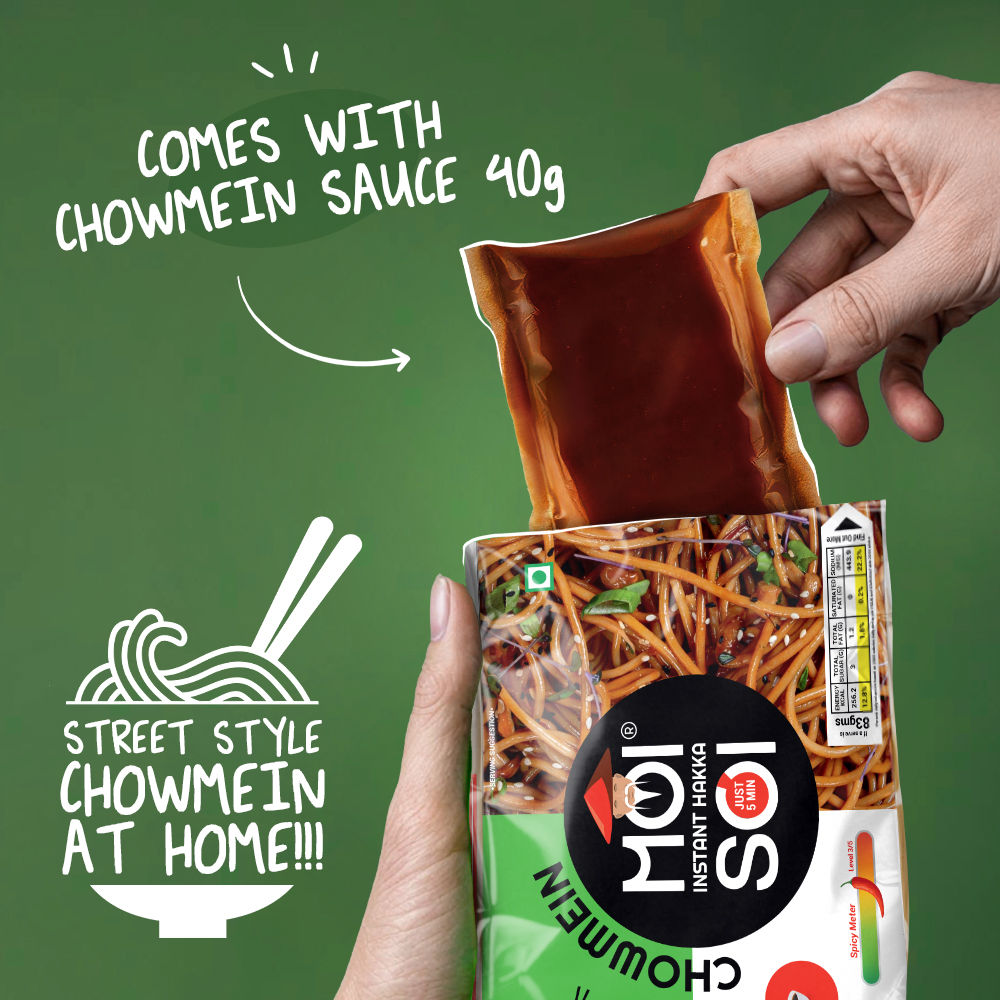 Moi Soi Instant Hakka Noodles | Tastemaker Inside | Chowmein| 165G | Street Style Hakka Noodles