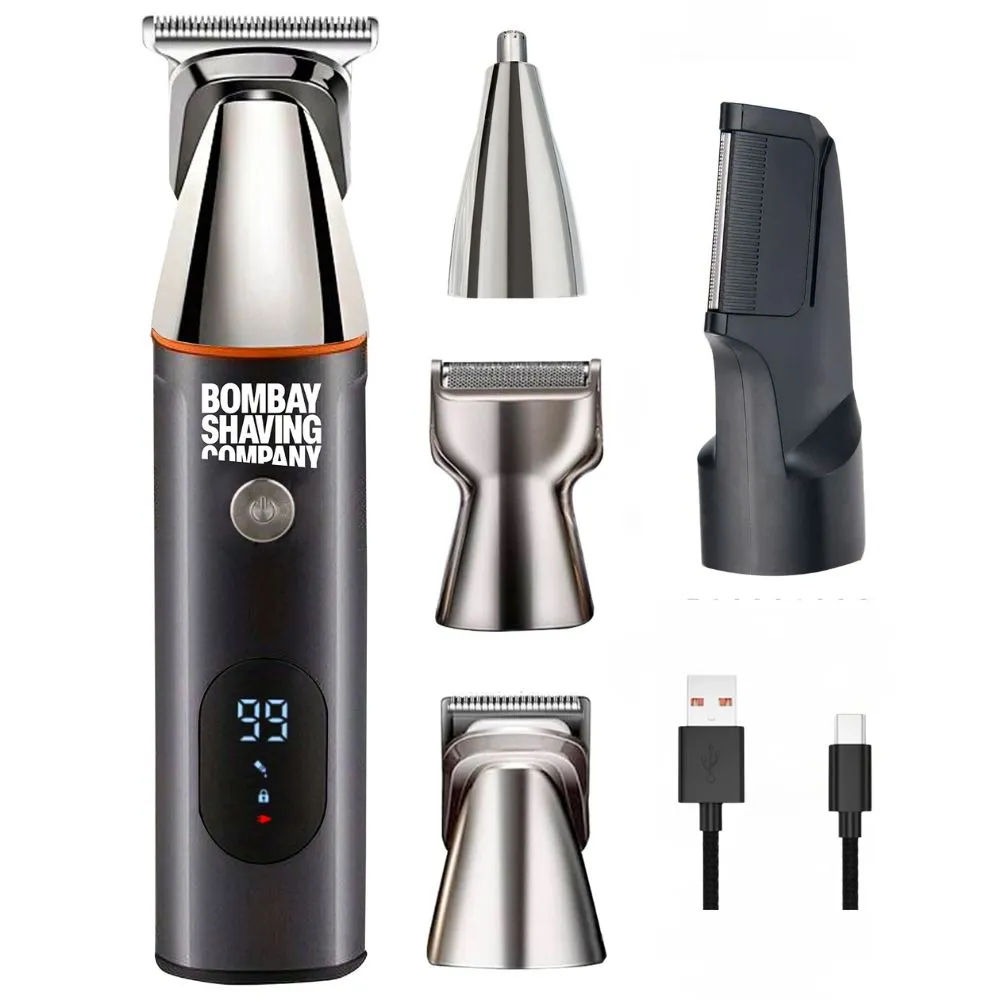 Bombay Shaving Company Full Body Trimmer With 5-in-1 Magnetic Attachments for Multi-Grooming - Black