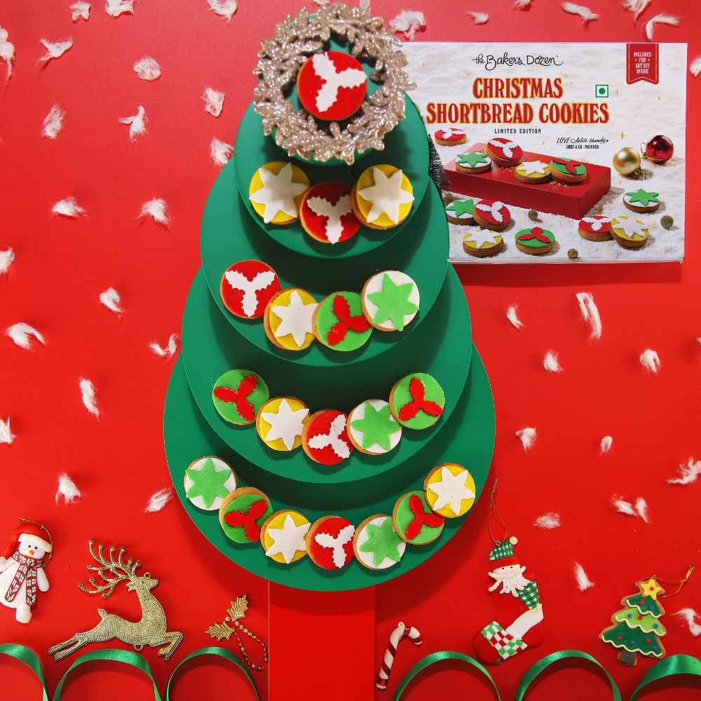 The Baker's Dozen Christmas Shortbread Cookies (Eggless / Veg)