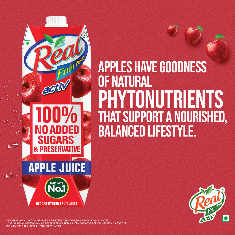 Dabur Real Activ 100% Apple Juice | Tetrapack 1 l Combo
