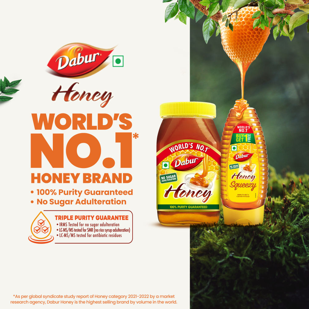 Dabur Honey - 100% Pure, World's No.1 Honey Brand (No Sugar Adulteration)