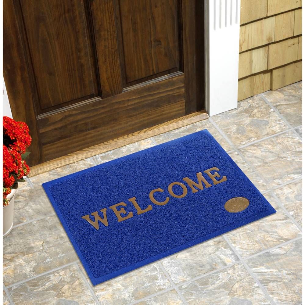 Dream Living Designer Welcome Mat Front Door Mat | 38x58cm Entrance Door| Floor Mats | Blue