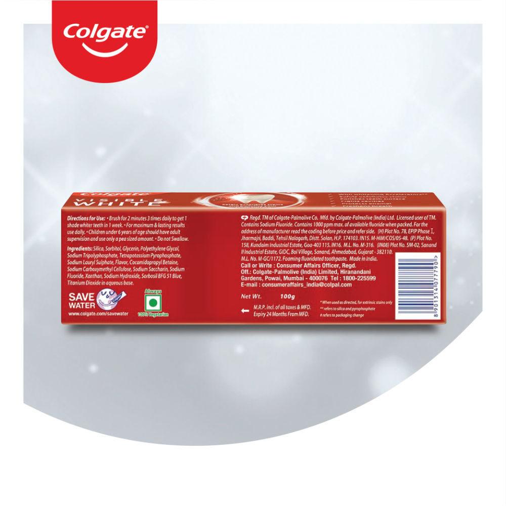 Colgate Visible White Toothpaste Teeth Whitening Starts in 1 week Safe on Enamel, Stain Removal