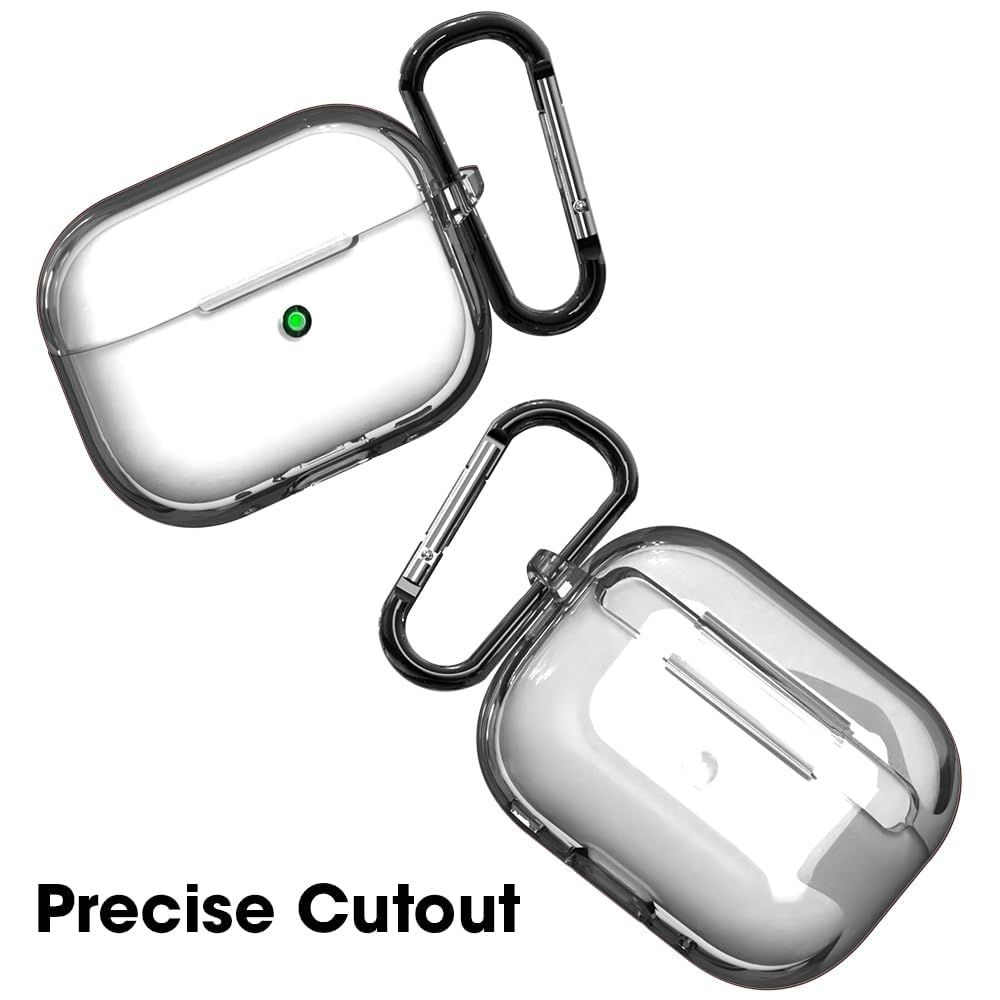 Sounce Silicone Case Cover for AirPods Pro 2 2022 | Shockproof with Keychain & LED Visible | Transparent