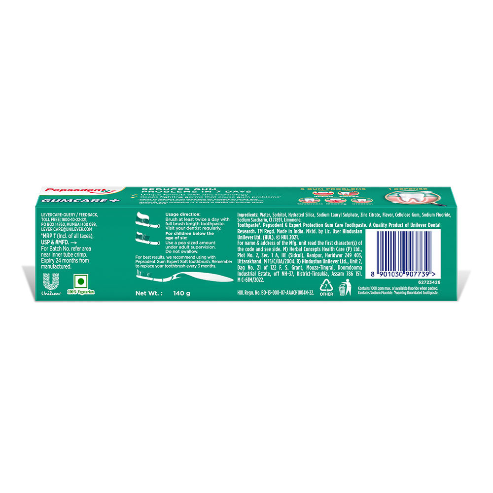 Pepsodent Gumcare+ Toothpaste, Reduces Gum Problems In 7 Days 140 g Combo
