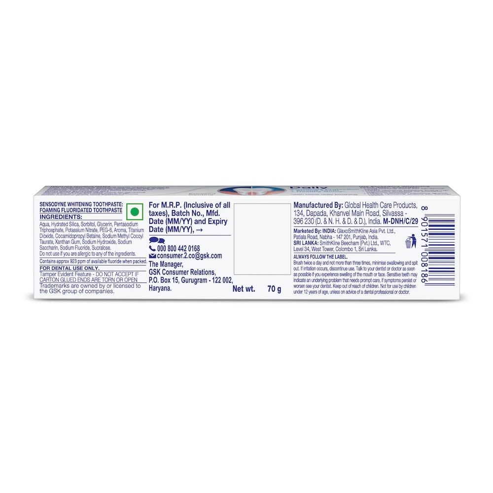 Sensodyne Complete Protection+ Mouthwash (250ml) & Sensodyne Toothpaste Whitening, Sensitive Tooth Paste To Restore Natural Whiteness, 70 Gm (70g) Combo