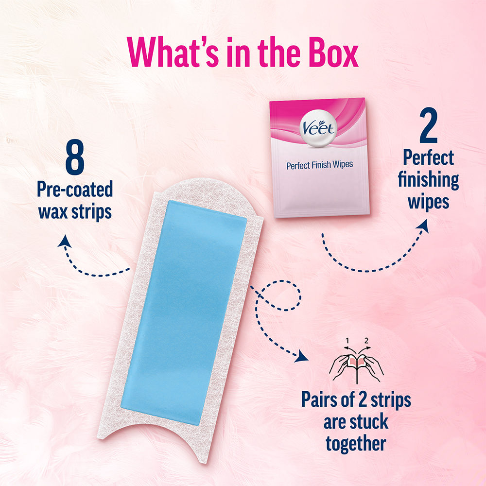 Veet Professional Waxing Strips Kit For Sensitive Skin | 8 Strips