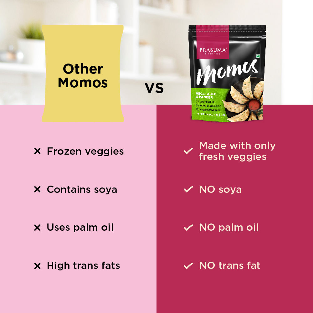 Prasuma Vegetable And Paneer Momos 24 pc Combo
