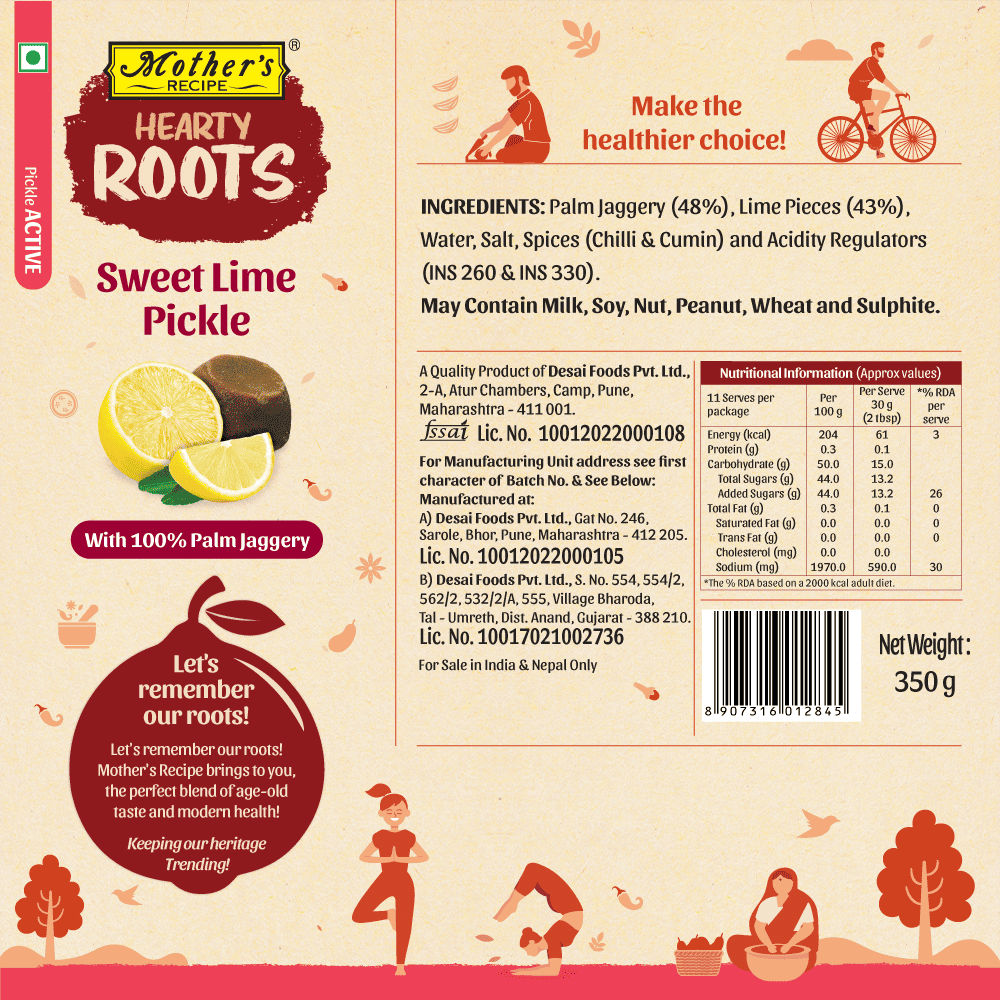 Mothers Recipe Hearty Roots Lime Pickle With 100% Palm Jaggery