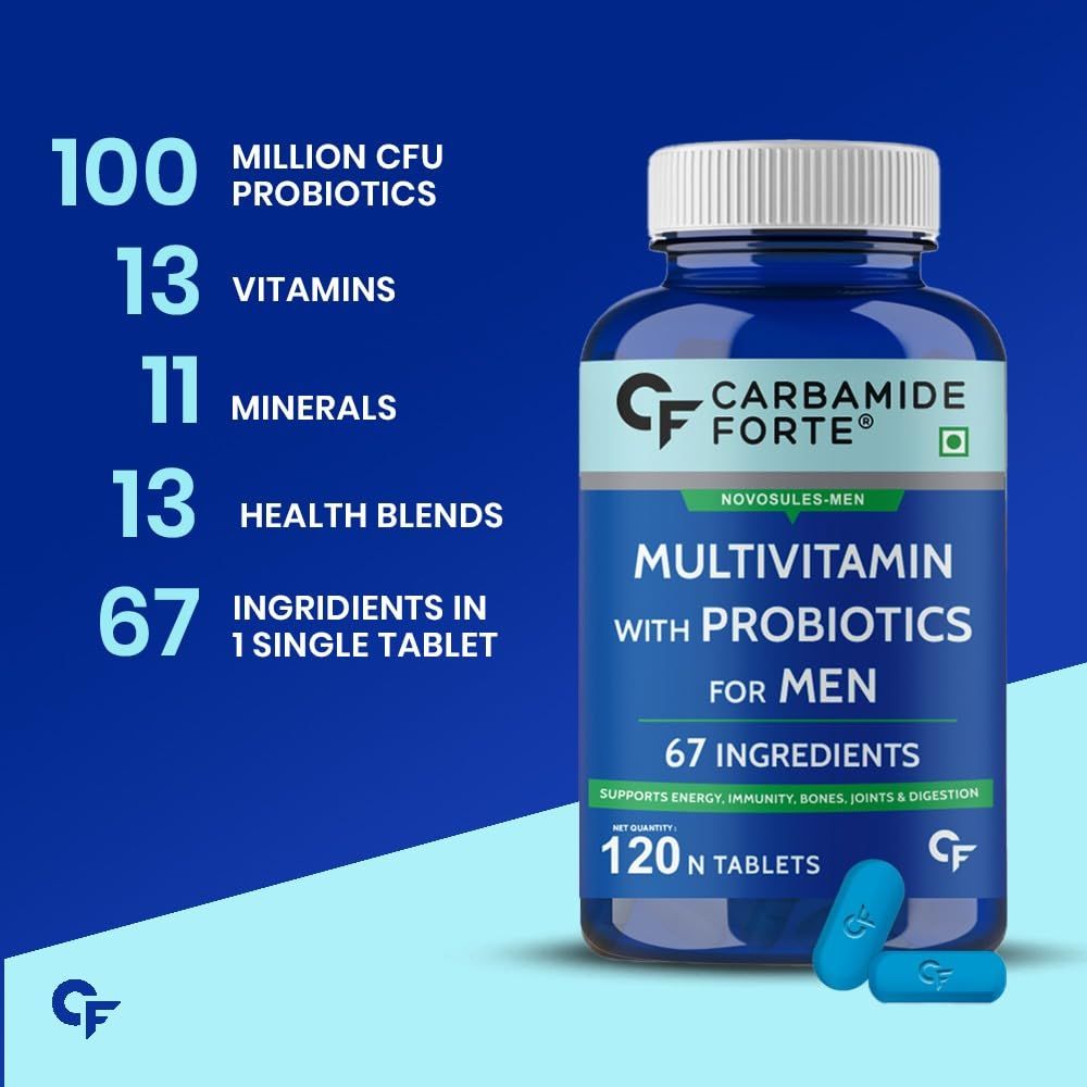 Carbamide Forte Multivitamin for Men with 67 Ingredients for Immunity & Energy 120 Tablets