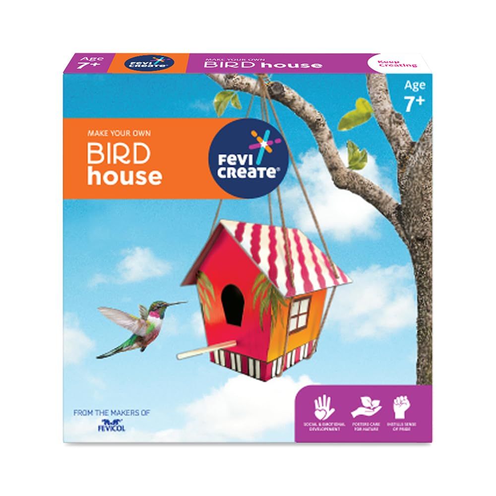 Pidilite Fevicreate Make Your Own Bird House Diy Art & Craft Set - Multicolor