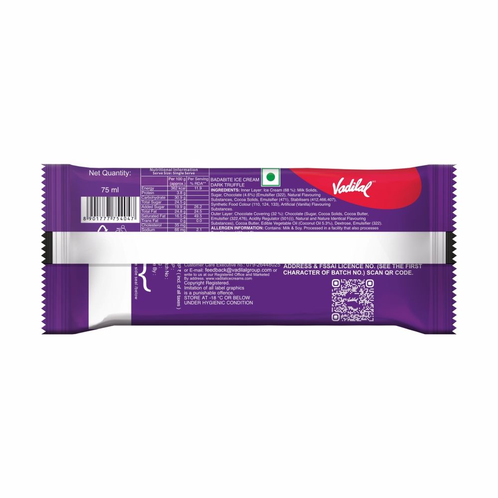 Vadilal Dark Truffle Badabite Ice Cream Stick 80 ml Combo
