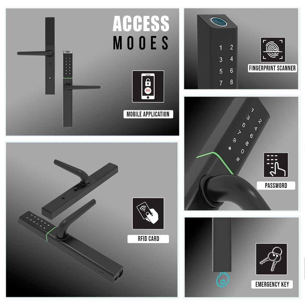 Link Smart Slimtron Digital Biometric Door Lock for Aluminium frame door with Wi-Fi | Black