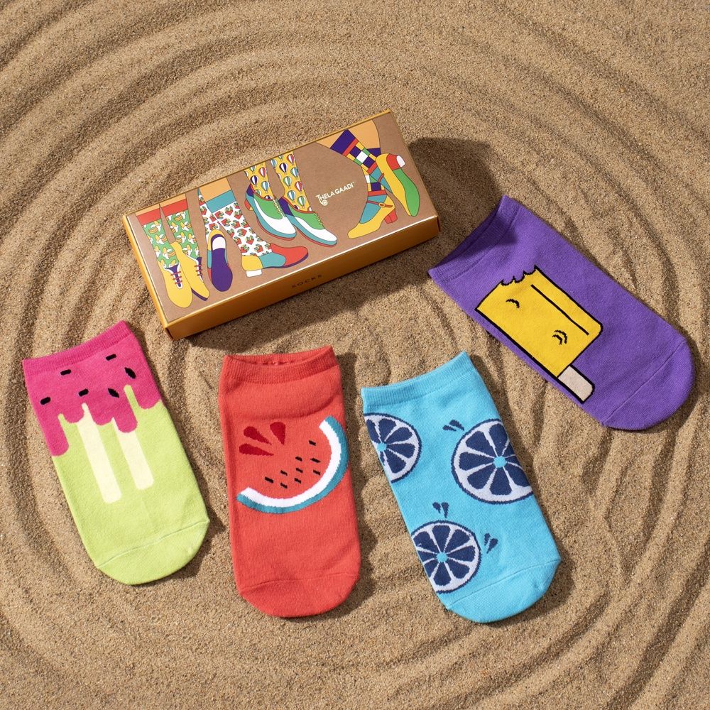Thela Gaadi Unisex 78% Cotton, 17% Spandex, and 5% Elastic Ankle Length Socks | Assorted