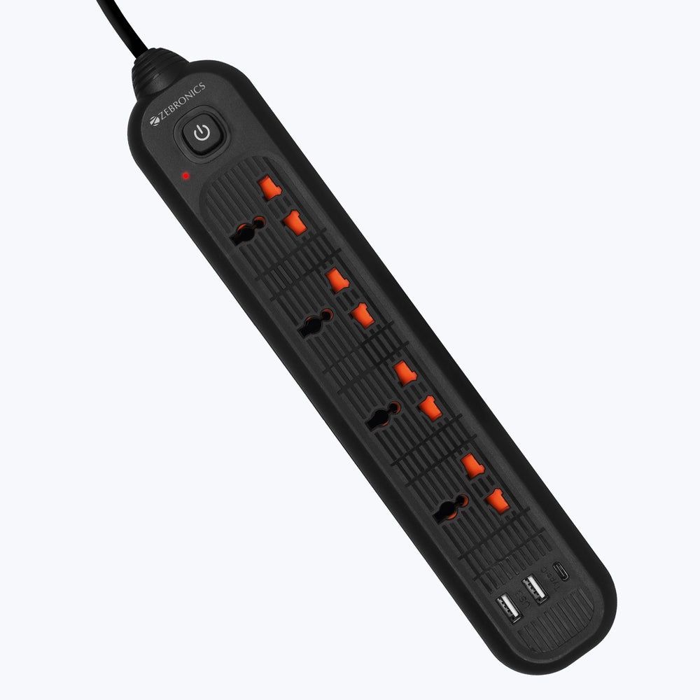 Zebronics Power Bar 145 | 2000W | 1 x Type C Port | 4 x Universal Socket | 2 x USB Port | 5 m